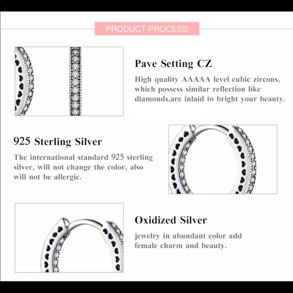 925 Sterling Silver Inside Out Diamond Earrings - Picture 5 of 5